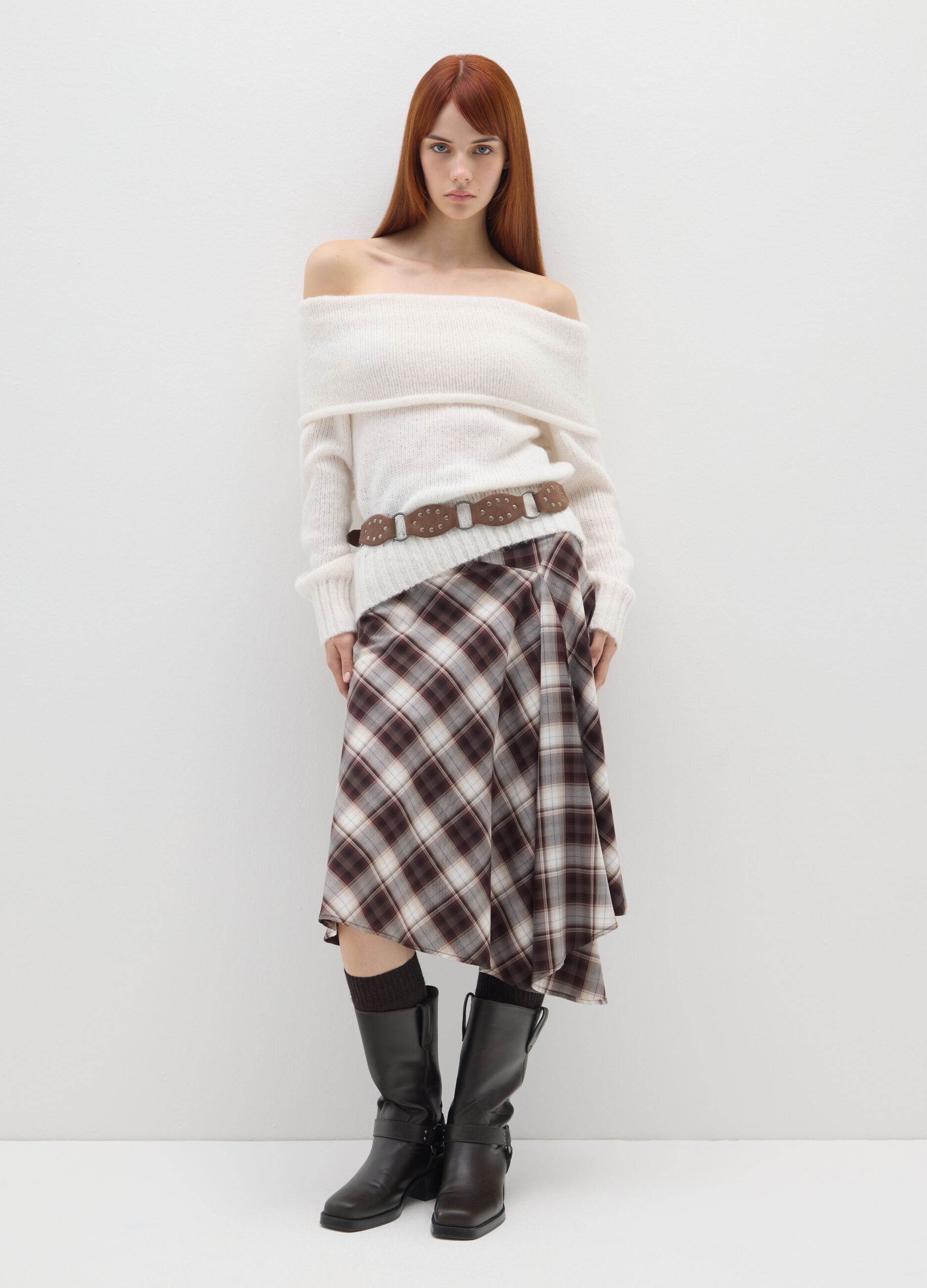 White Boat Neck Pullover