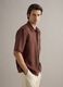 Brown short sleeve pure linen regular fit shirt_4