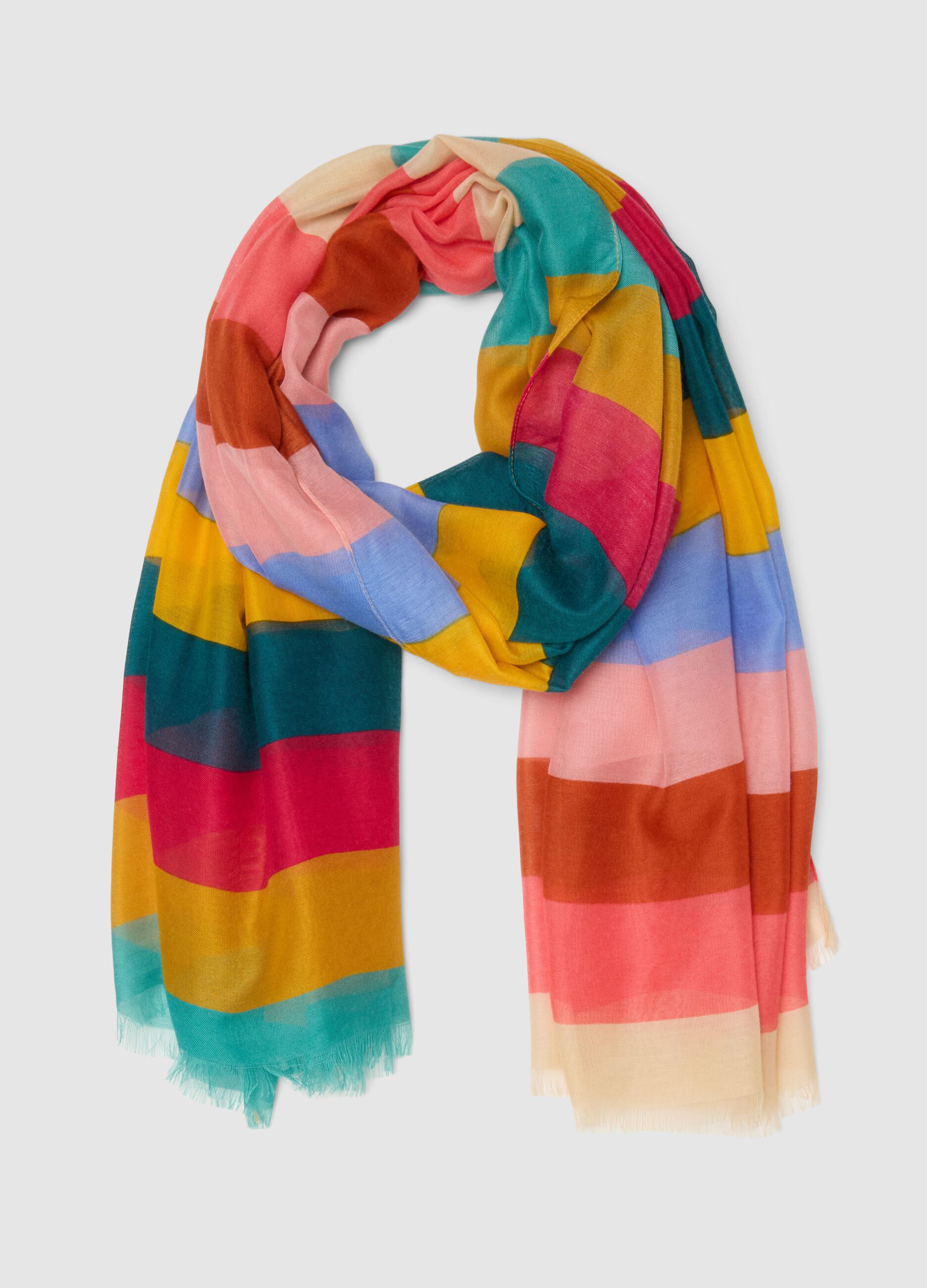 Light Multicolour Striped Scarf