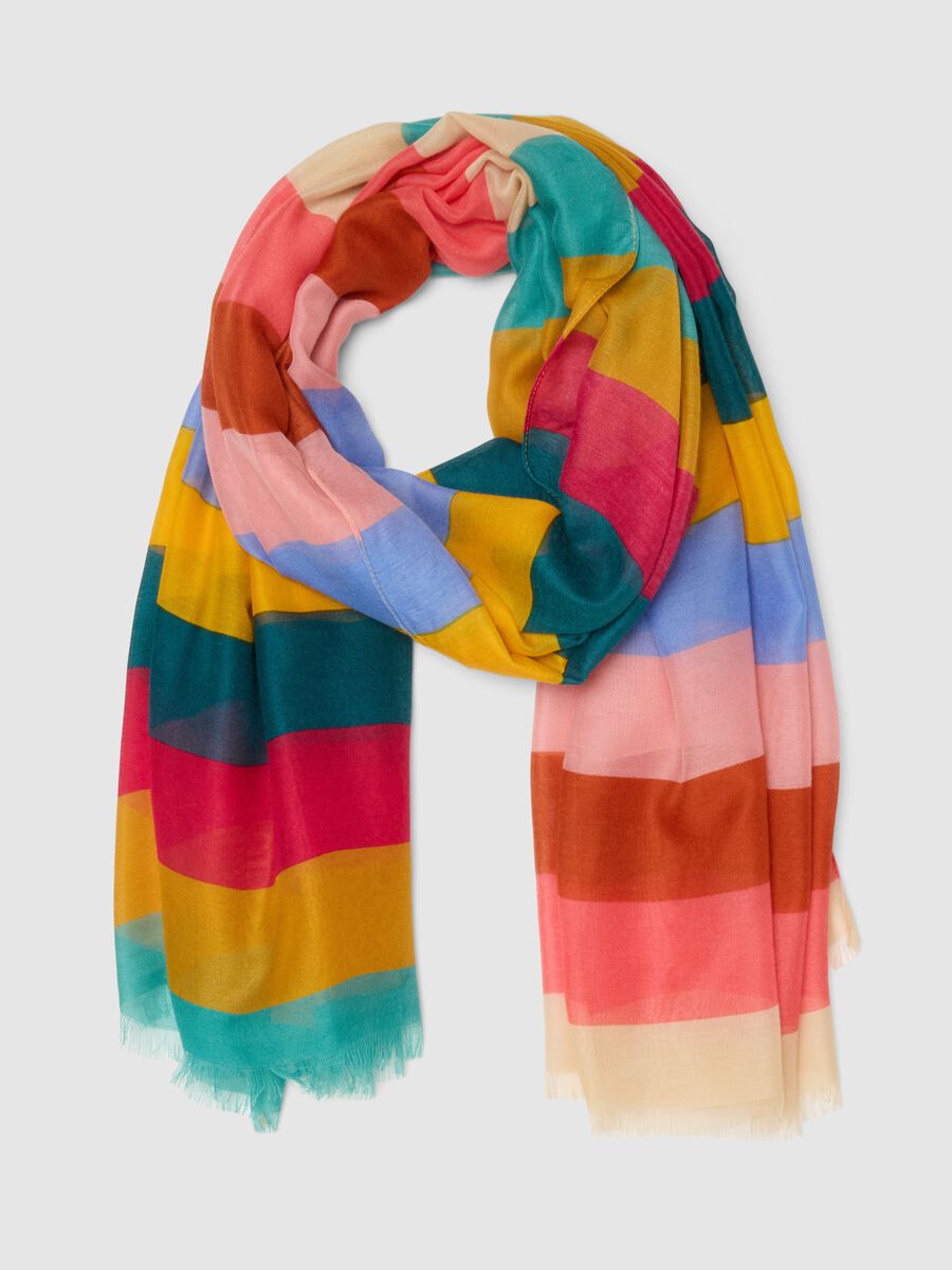 Light Multicolour Striped Scarf_0