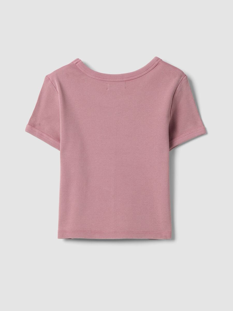 T-shirt rosa a maniche corte in cotone elasticizzato_4