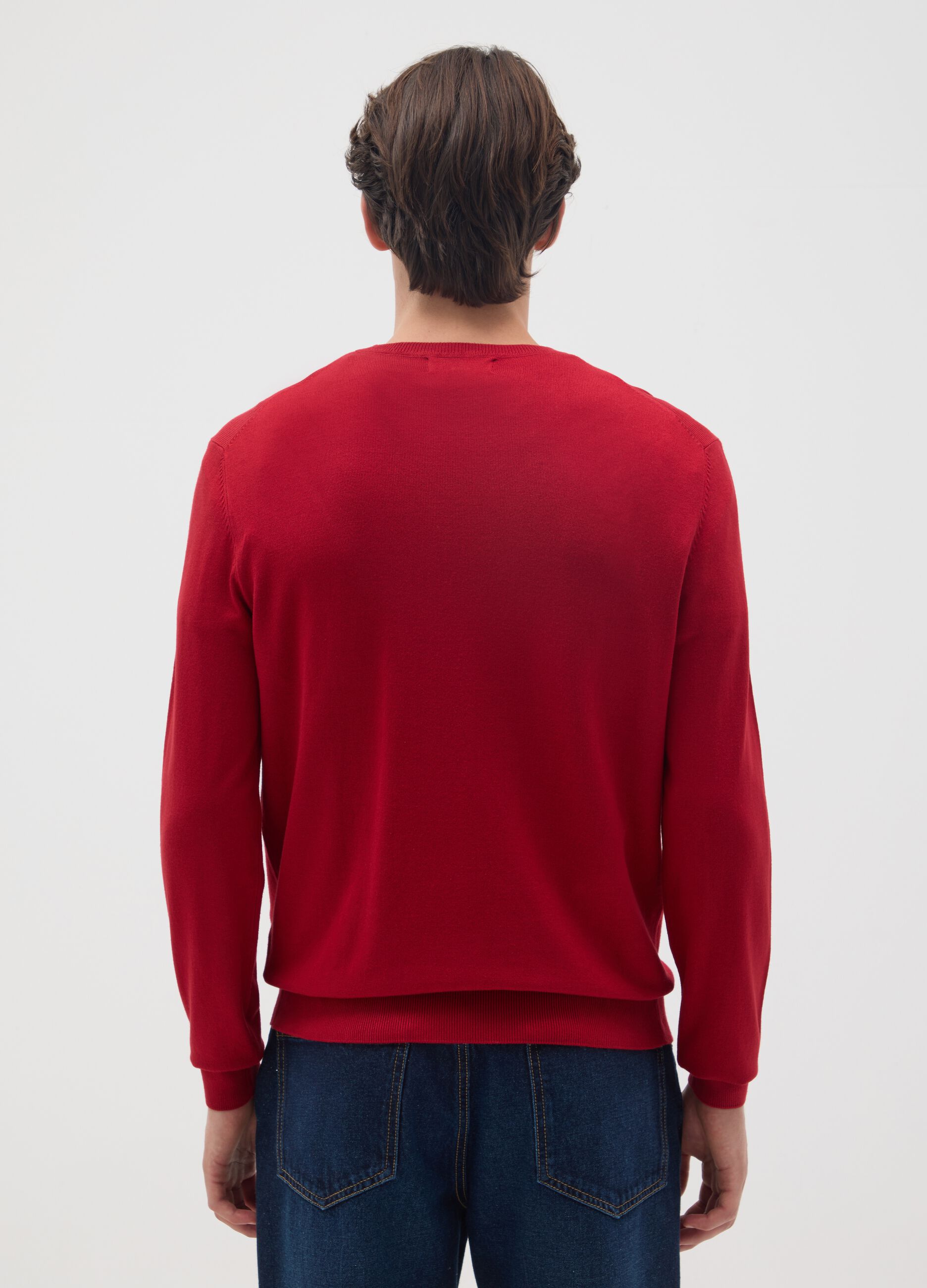 Red regular fit viscose blend jumper