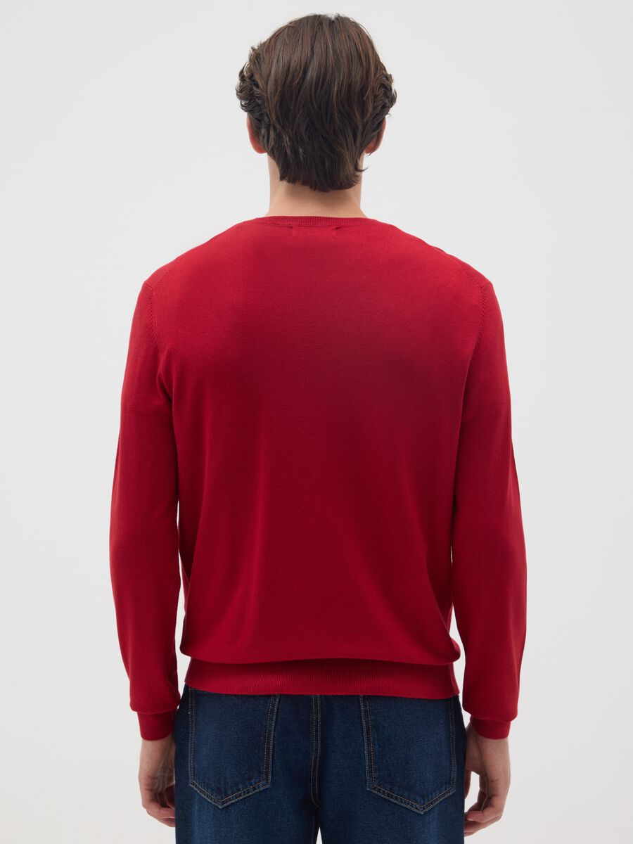Red regular fit viscose blend jumper_2