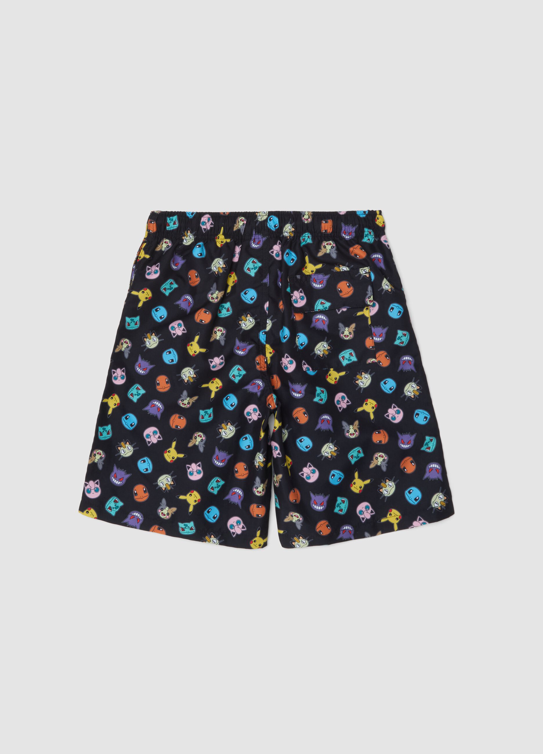 Children's black regular fit beach shorts with Pok&eacute;mon prints