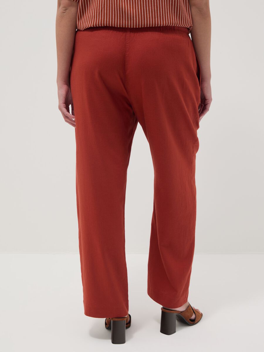 Pantaloni in misto lino rosso regular fit_2