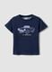 Blue pure cotton children's t-shirt regular fit with embroidered car_0