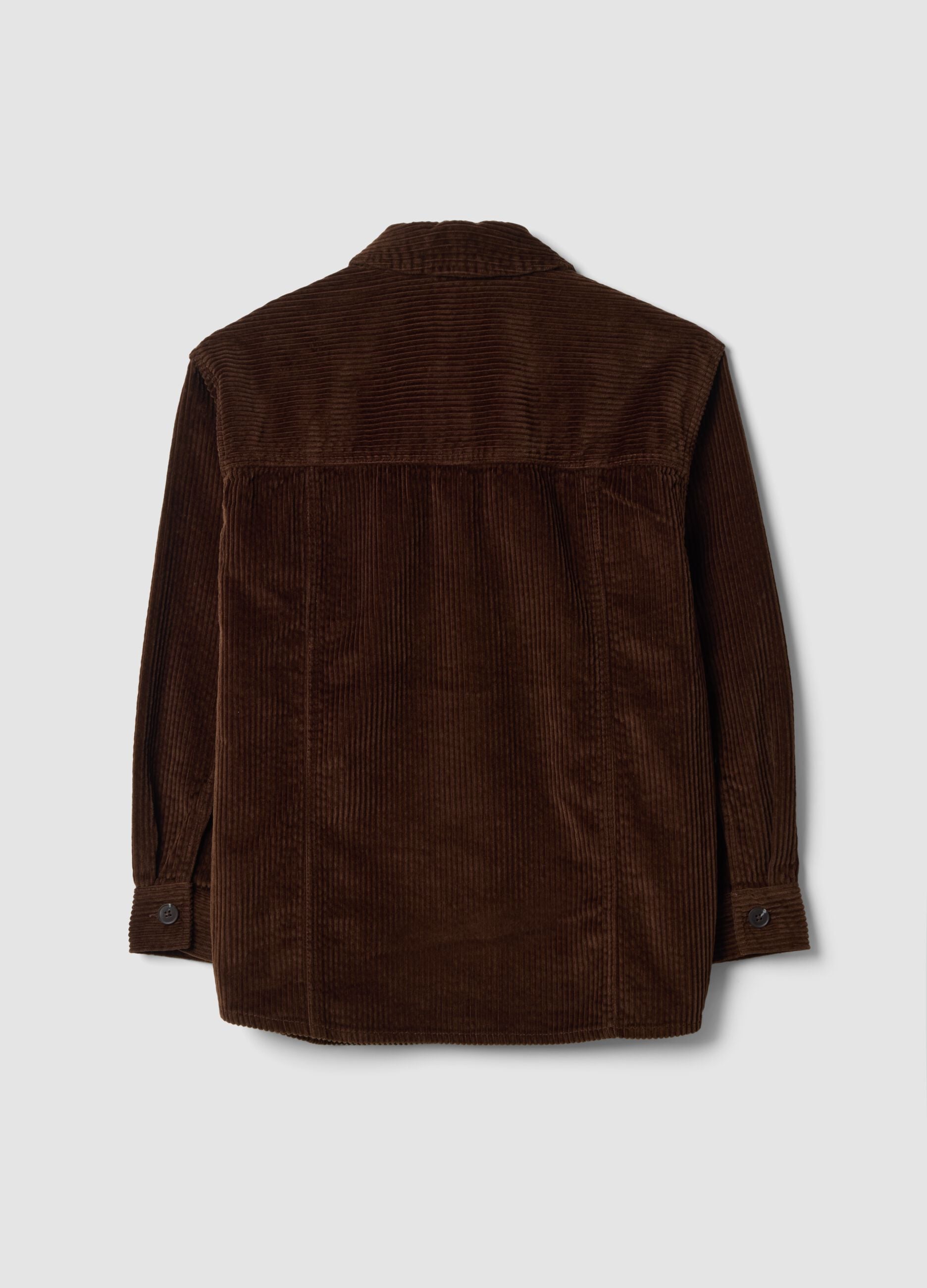 Camicia marrone scuro in puro cotone a coste