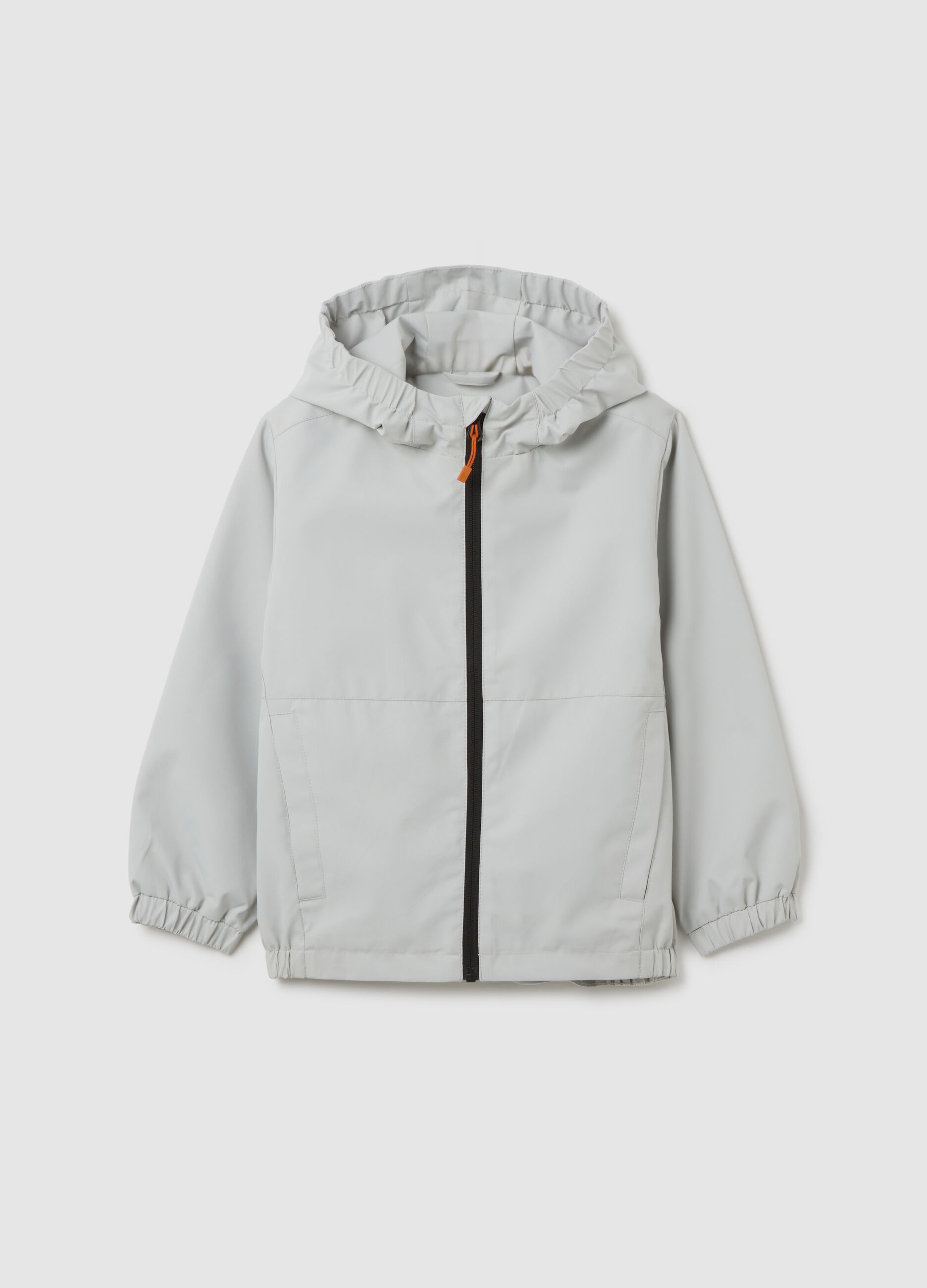 Children's grey jacket with water repellent hood