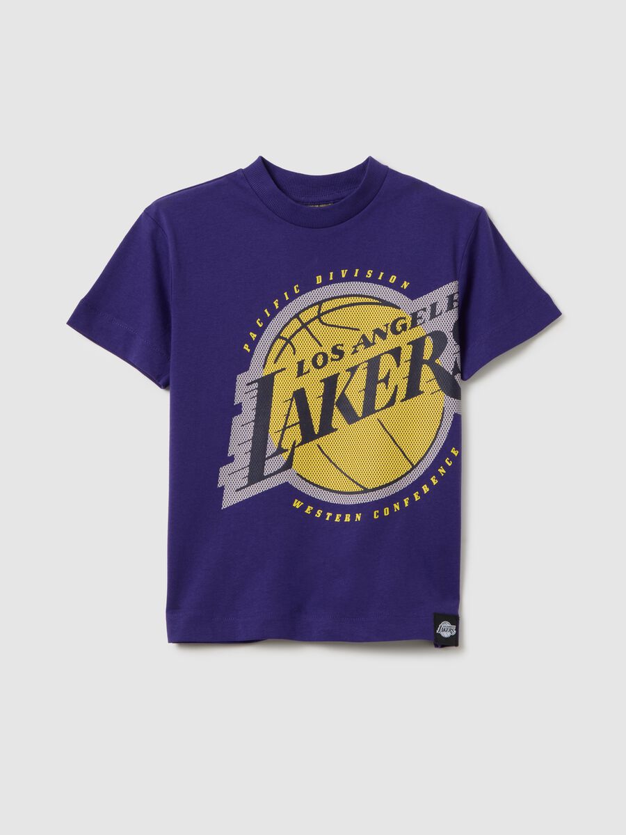 Children's pure cotton purple regular fit t-shirt with graphic logo_0