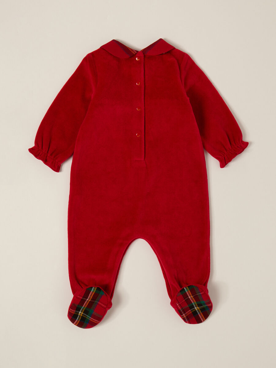 Red cotton blend baby suit_1