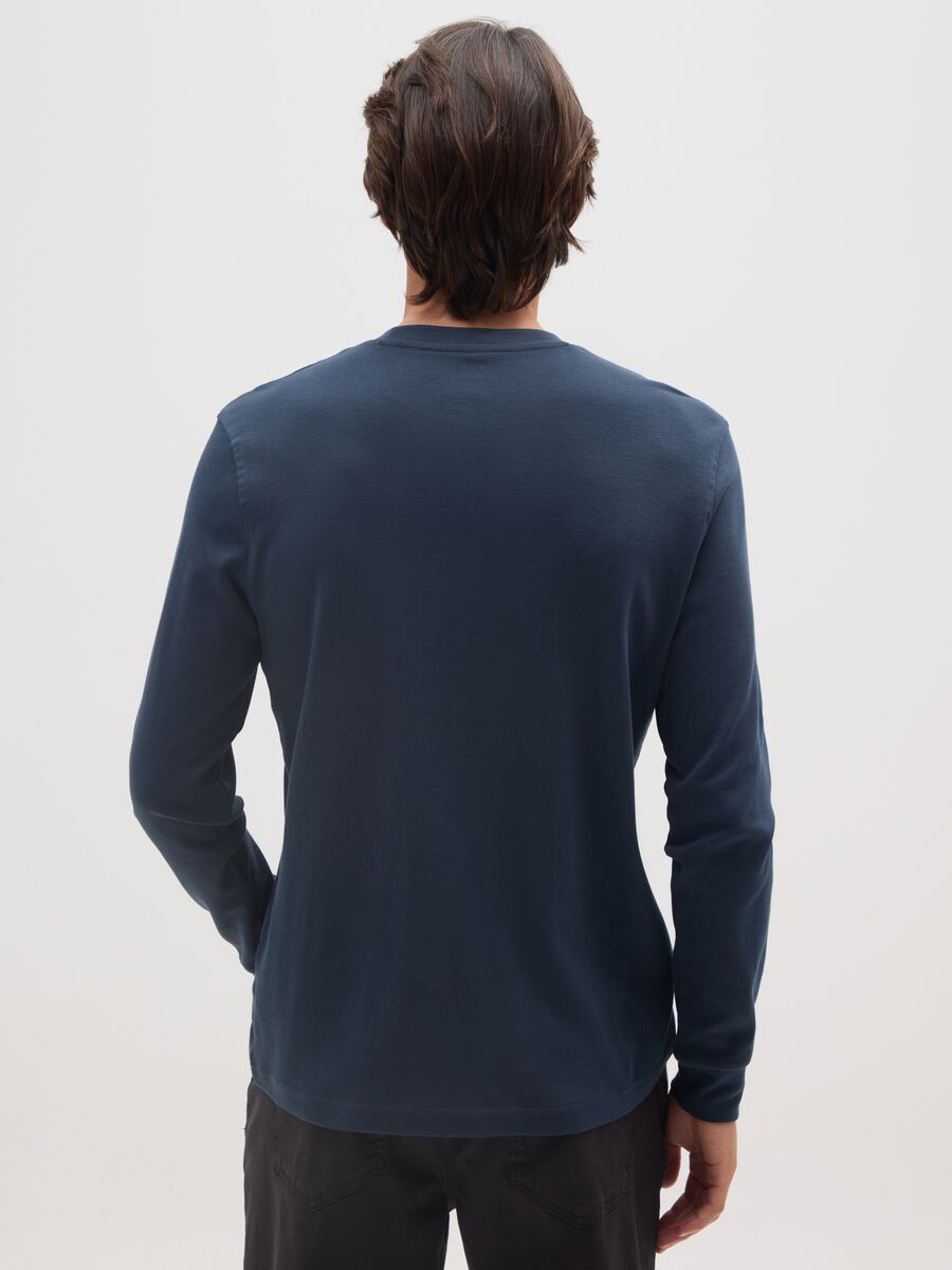 Maglia a maniche lunghe da ragazzo in puro cotone blu _2