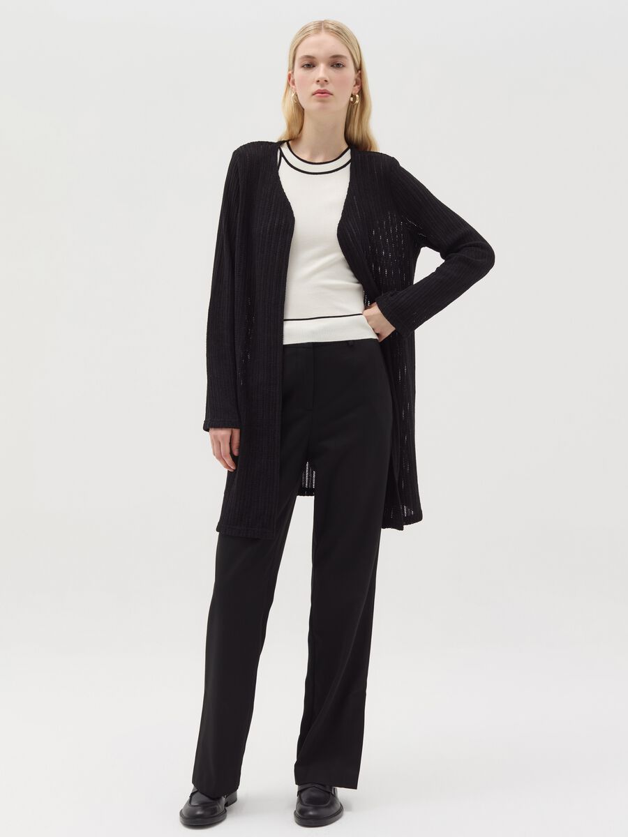 Long open cardigan with openwork_3