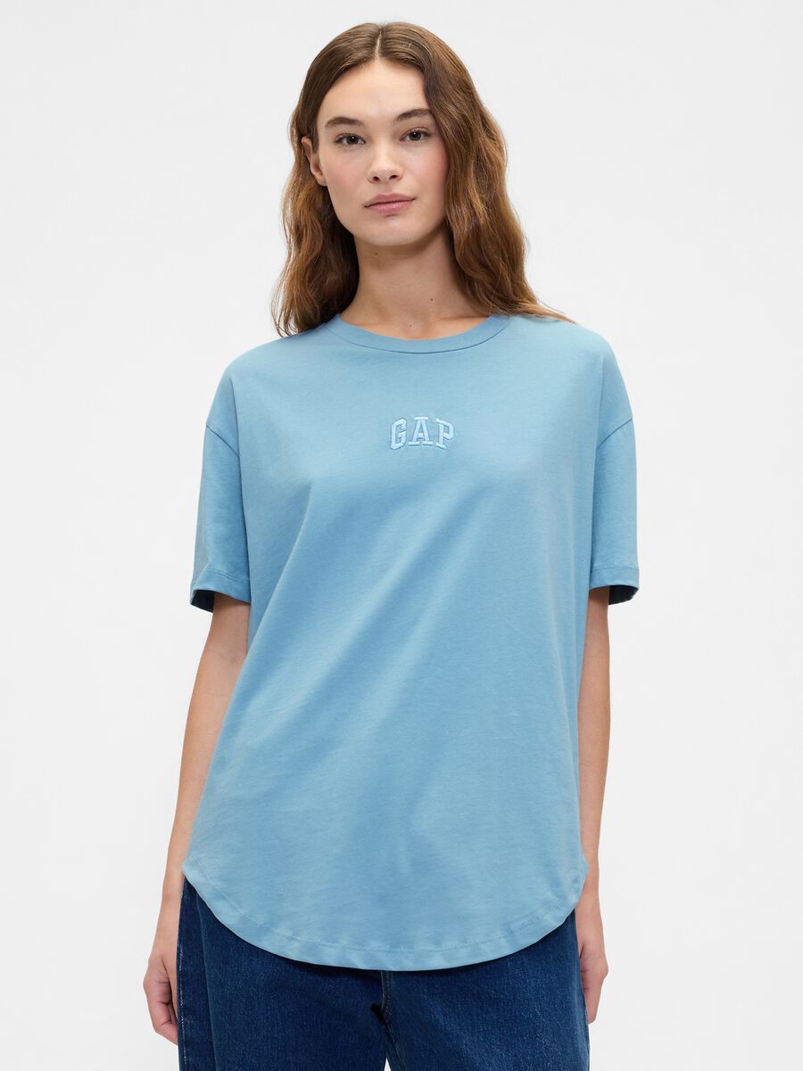 T-shirt azzurra in cotone_0