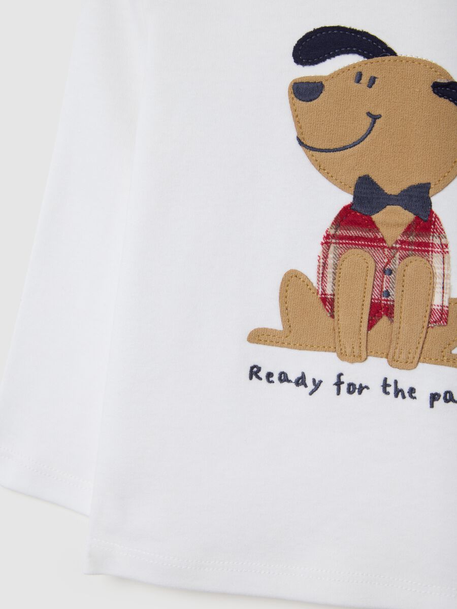 Boys' white cotton T-shirt regular fit with dog print_3