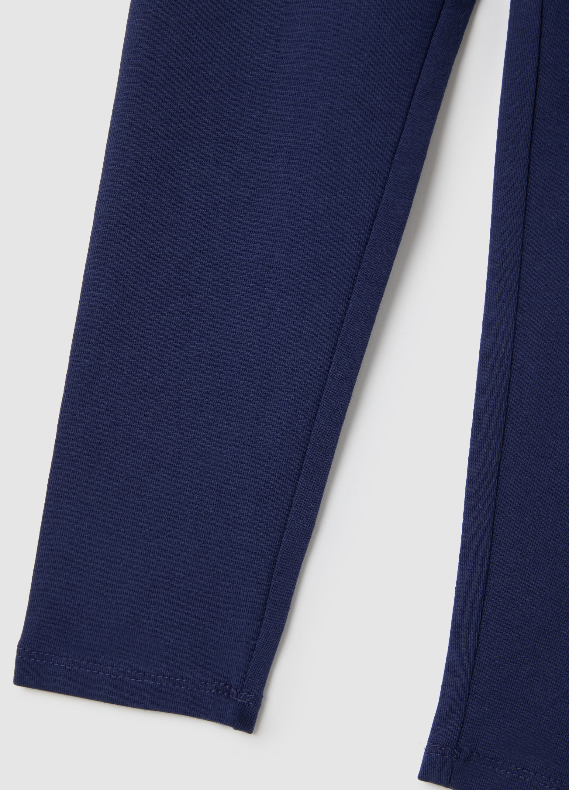 Girls' blue regular fit stretch cotton leggings