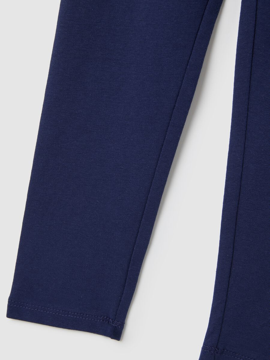 Girls' blue regular fit stretch cotton leggings_3