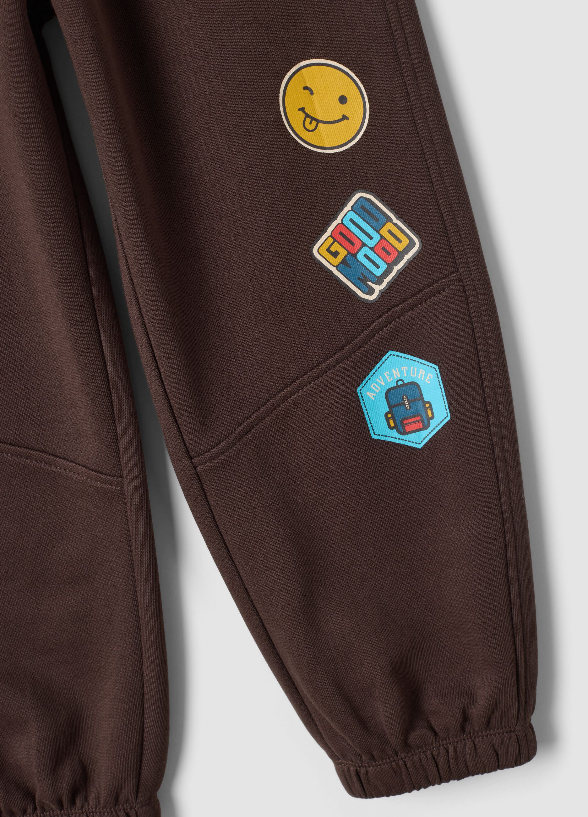 Brown overfit fleece joggers in pure cotton