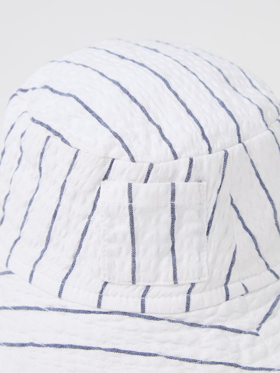 Striped cloche hat in cotton and Lyocell_1