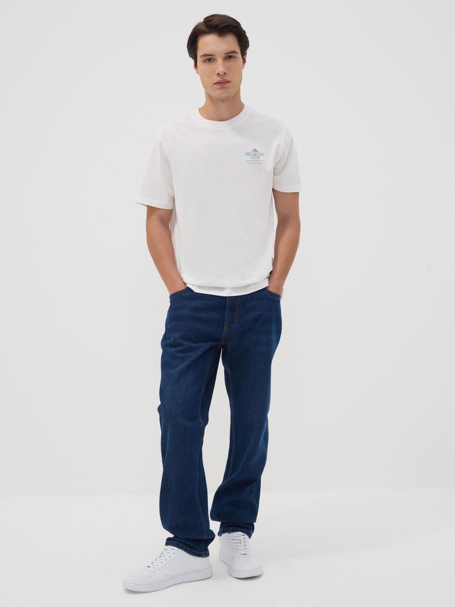 White pure cotton jersey T-shirt with print, regular fit_2