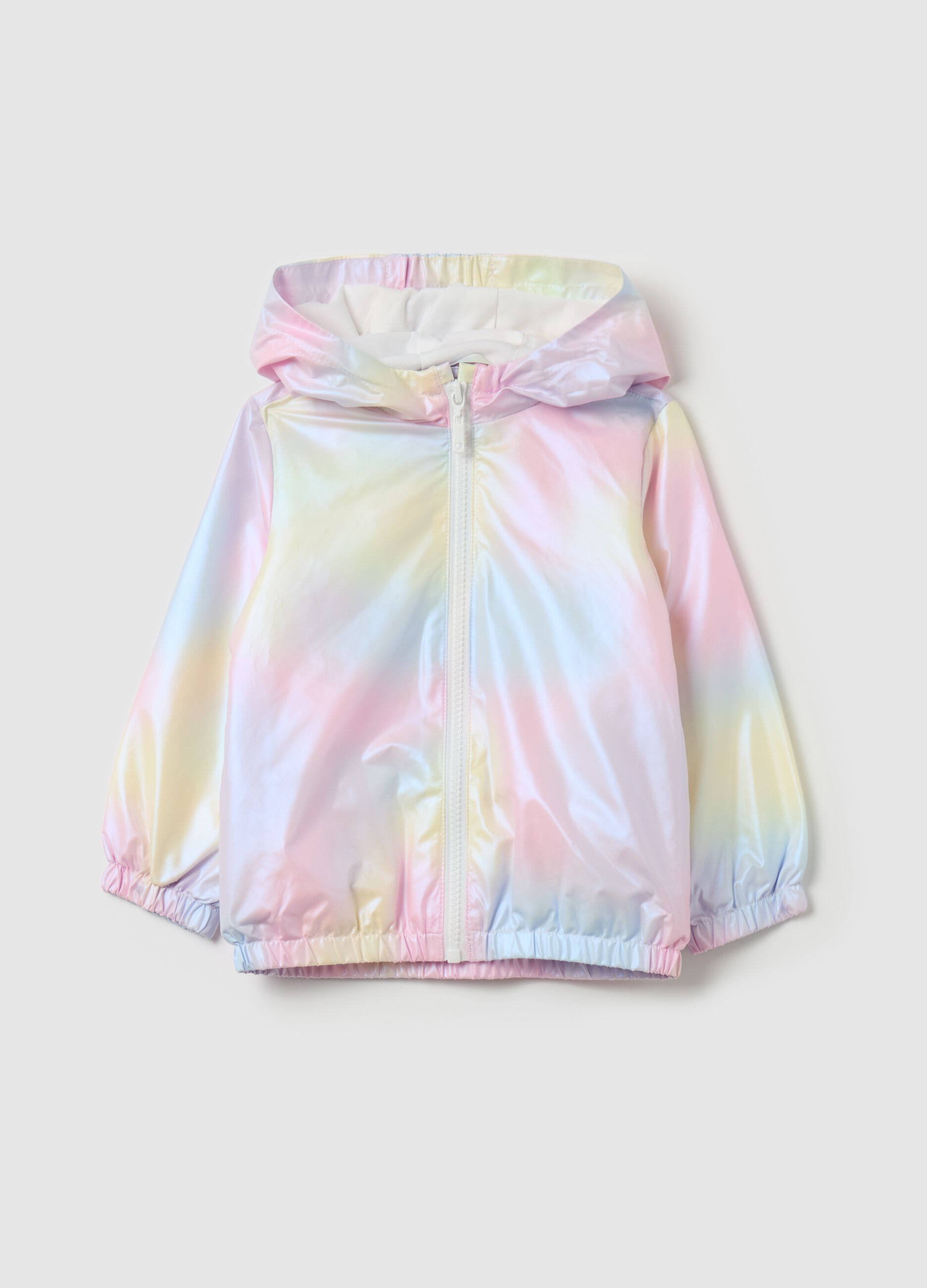 Shiny waterproof jacket with hood