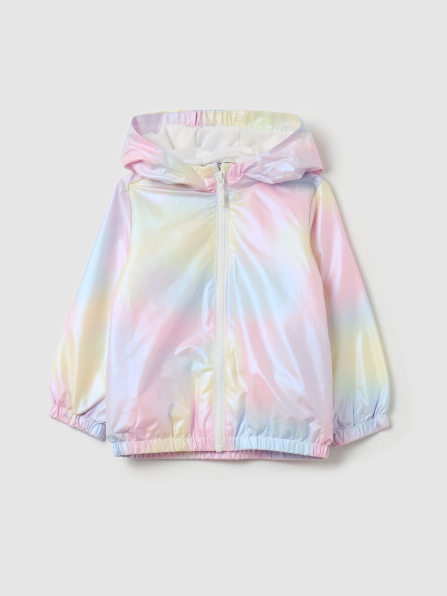 Shiny waterproof jacket with hood_0