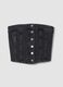 Top bandeau nero crop in cotone elasticizzato denim_0