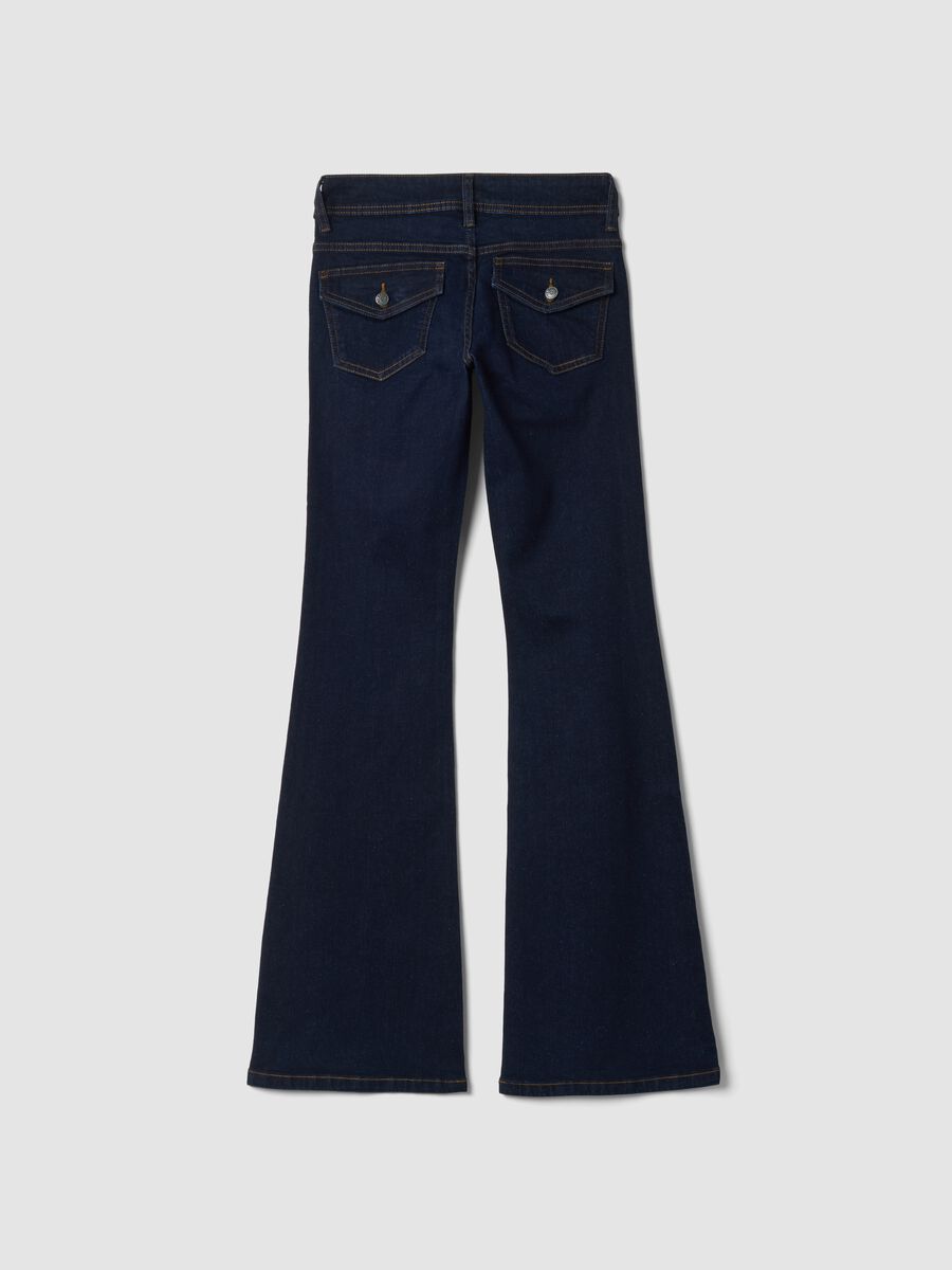 Jeans blu flare in cotone elasticizzato_2