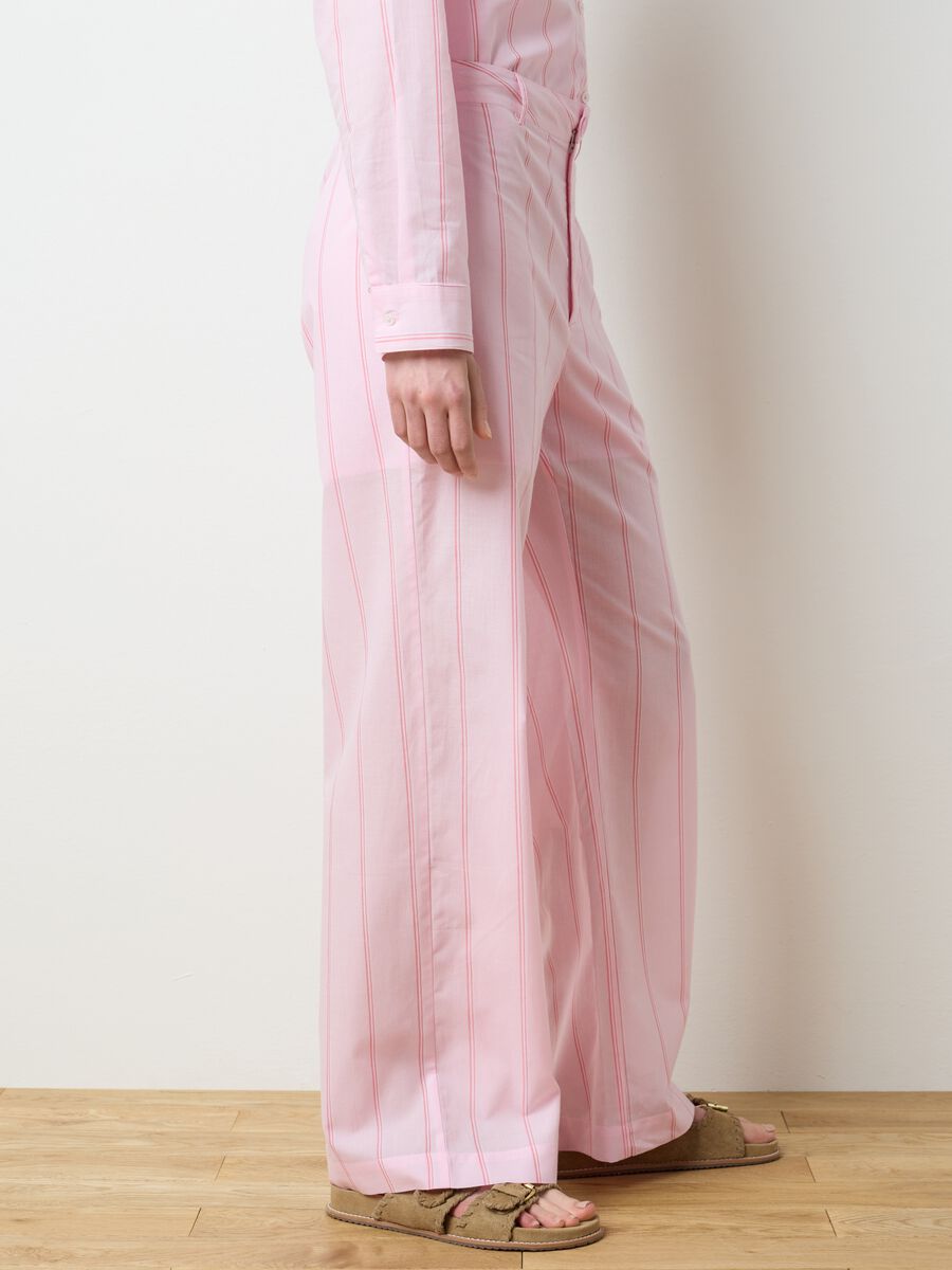 Women's pink palazzo trousers in pure cotton regular fit_2