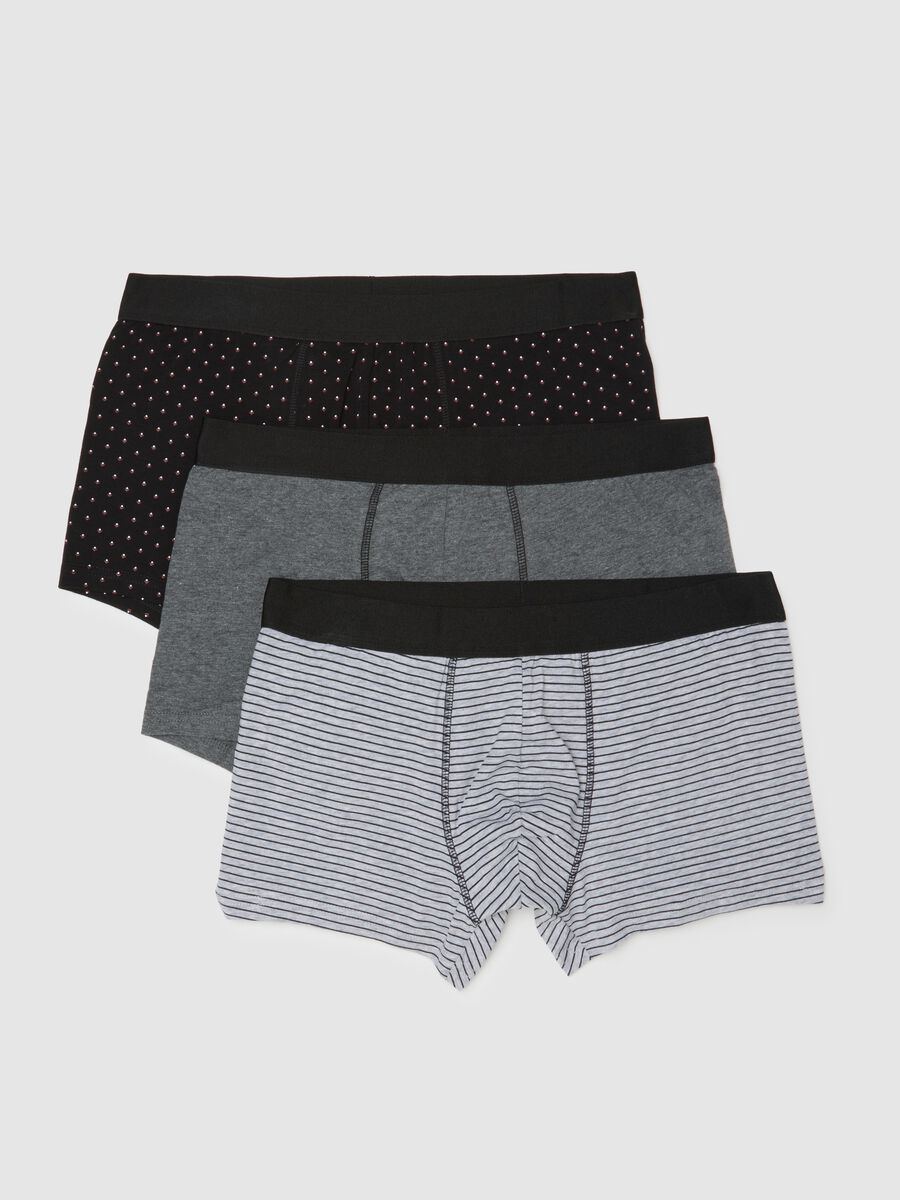 Tripack of multicolour stretch cotton boxer shorts in regular fit_0