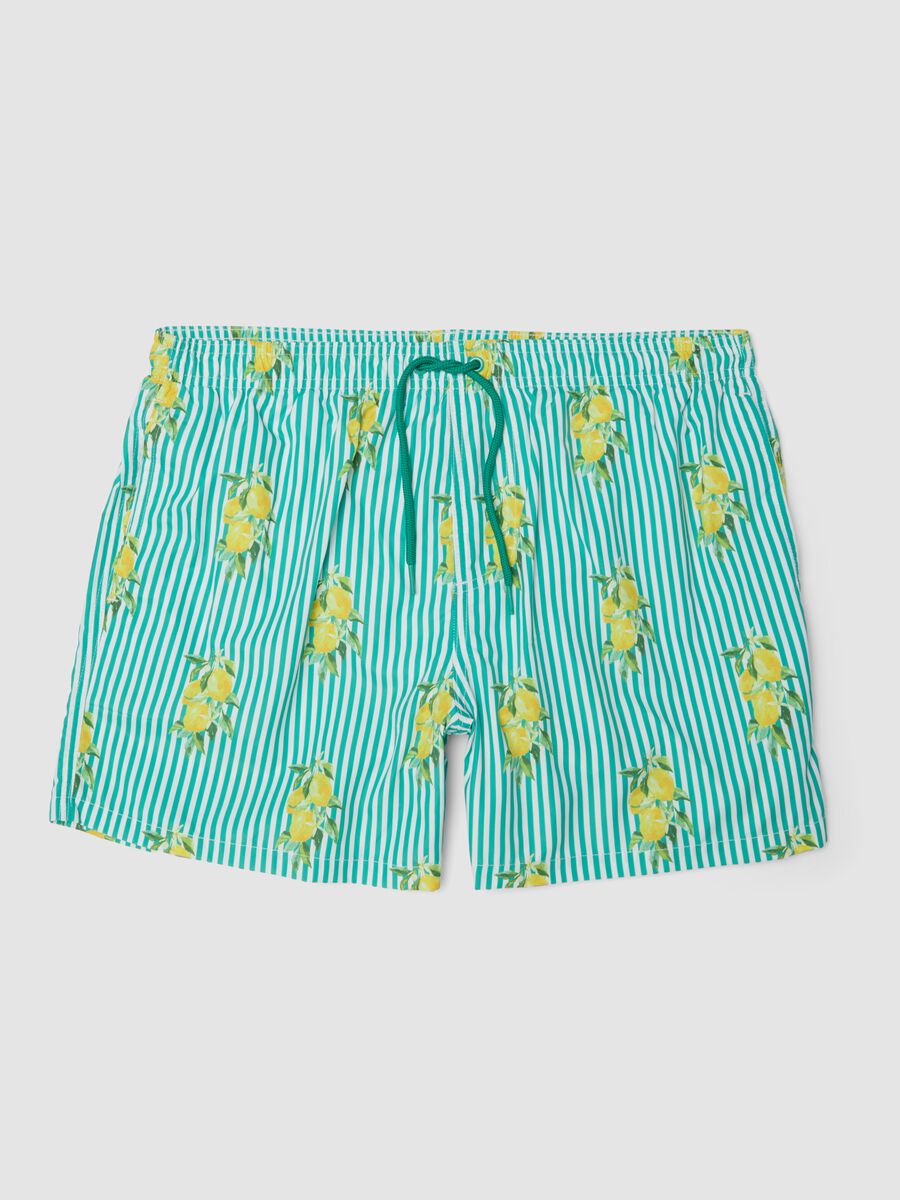 Boxer mare azzurro a righe con stampa limoni_0