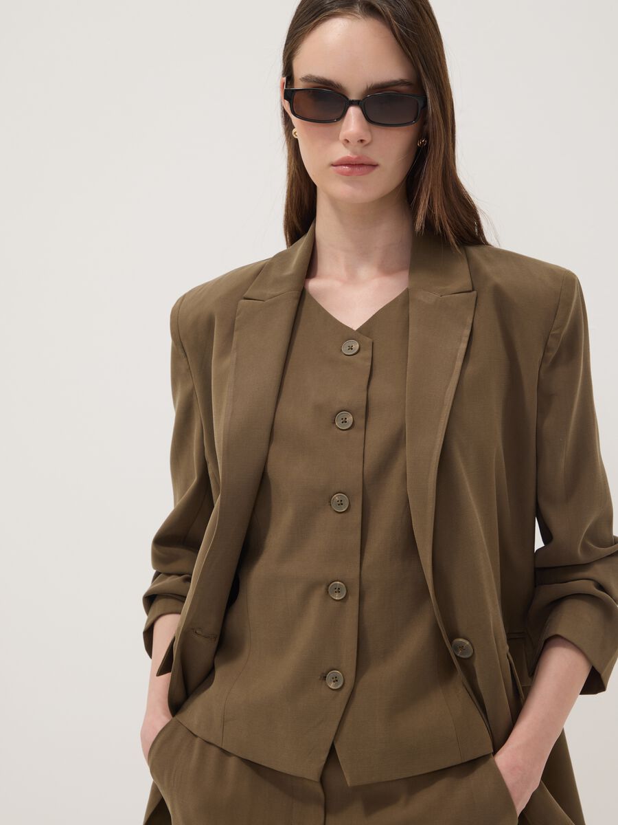 Blazer verde in misto viscosa regular fit_0