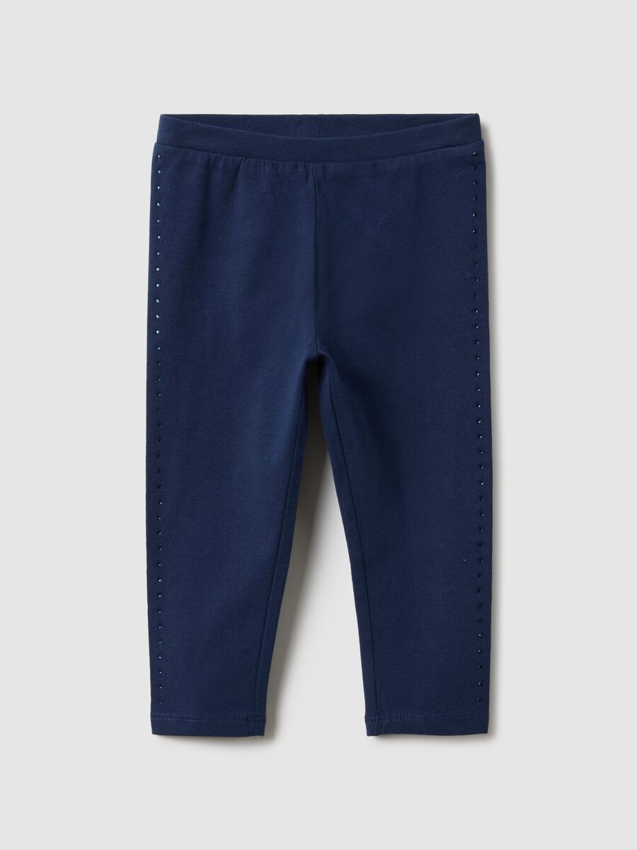 Girls' Slim Fit Blue Stretch Cotton Leggings_0