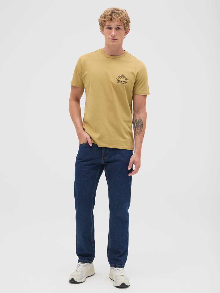 Men's beige pure cotton t-shirt regular fit_1