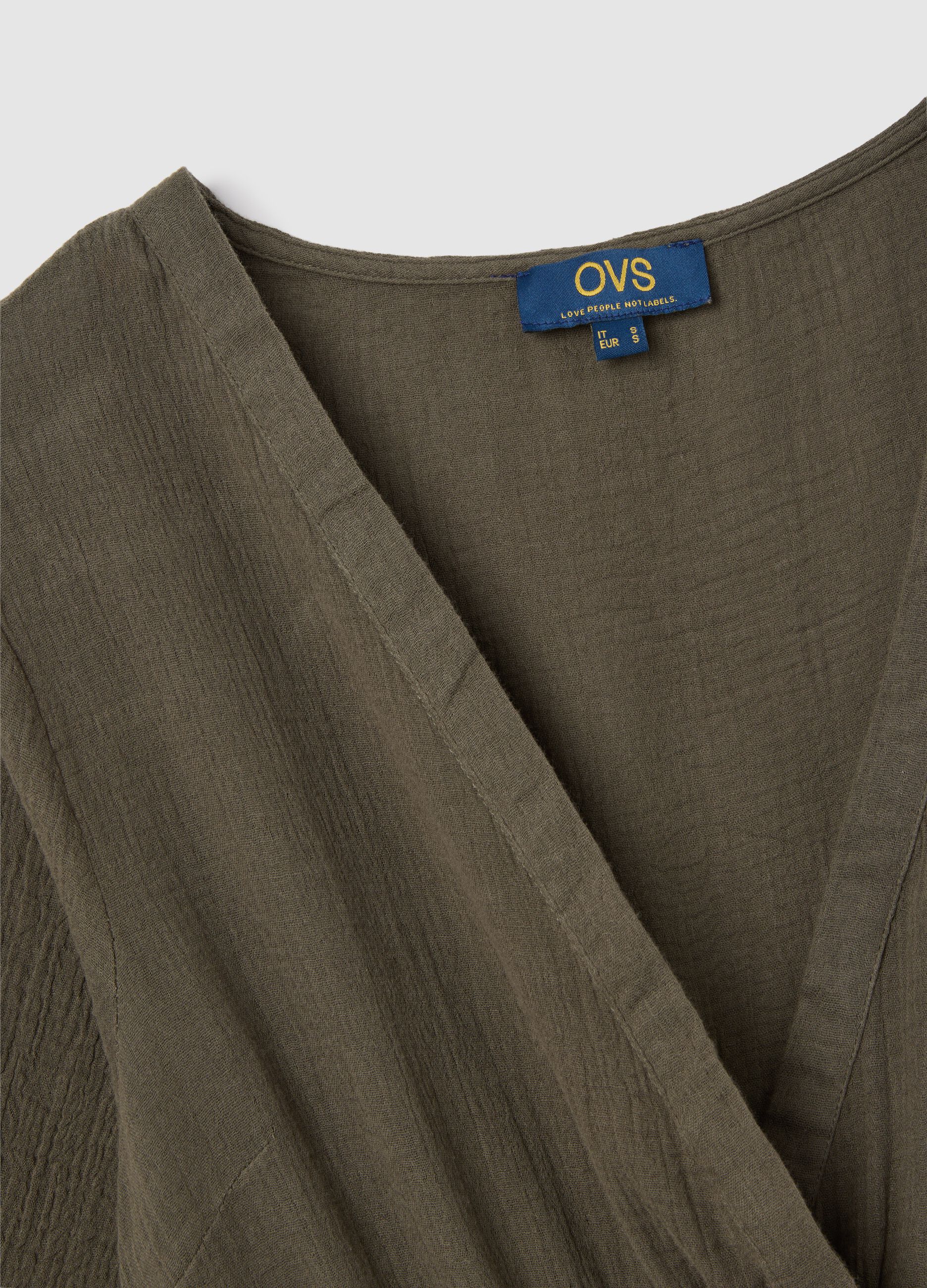 Copricostume da donna in puro cotone verde corto