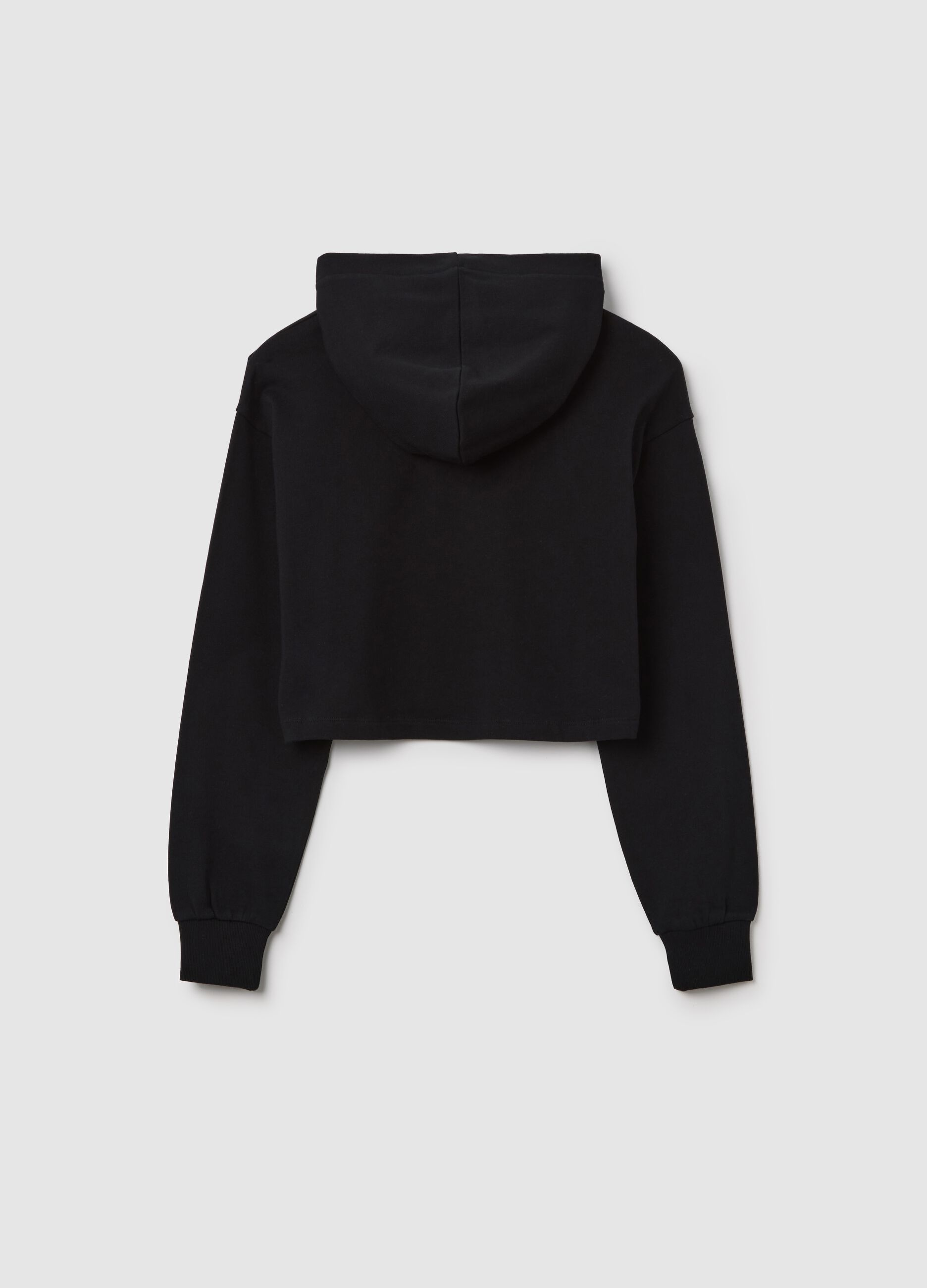 Felpa crop con cappuccio e stampa "Skate it out"