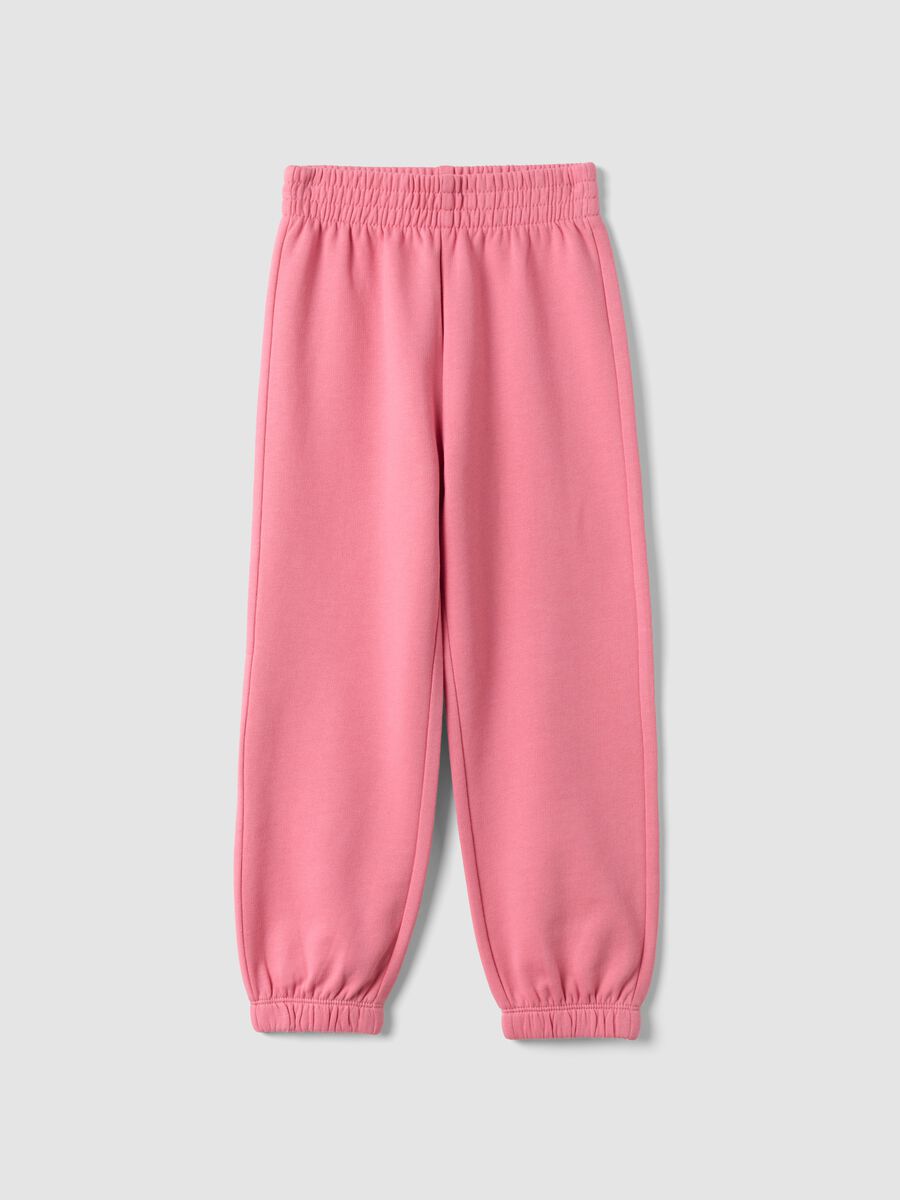 Pink regular-fit fleece cotton joggers_0