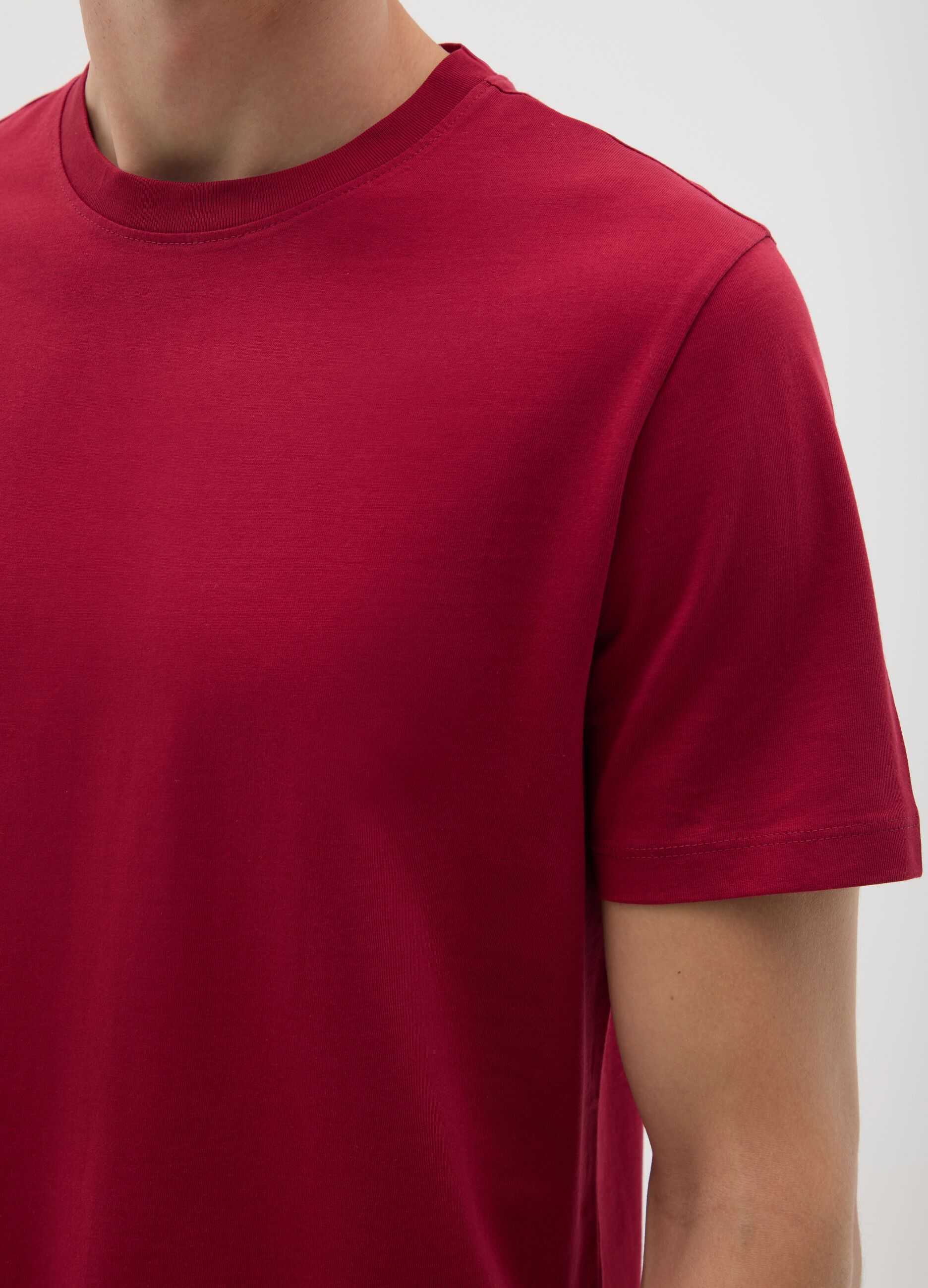 Men's red pure cotton t-shirt