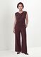 Brown stretch viscose T-shirt with draped neckline_1