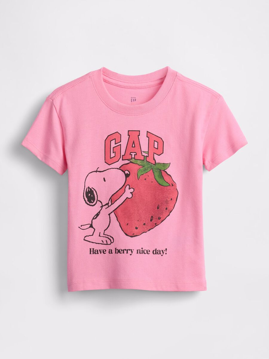 T-shirt rosa con Snoopy e fragola_0