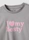 Girls&rsquo; grey organic cotton T-shirt with front print, regular fit_2