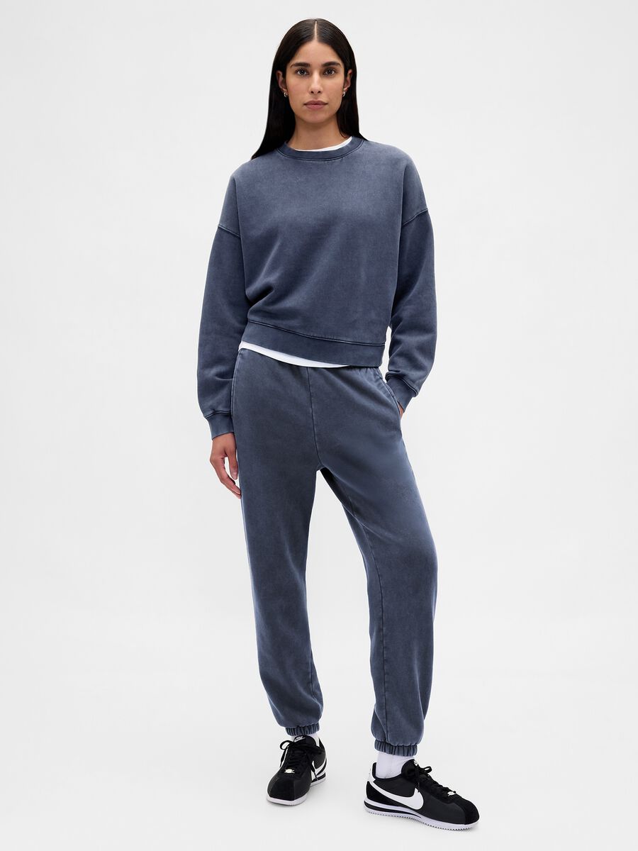 Blue Crew Neck Cotton Blend Sweatshirt_3