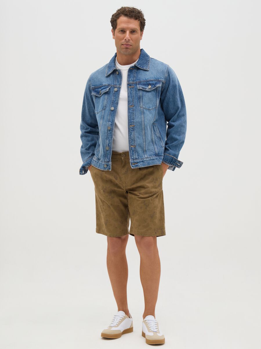 Men's brown regular fit cotton shorts_0