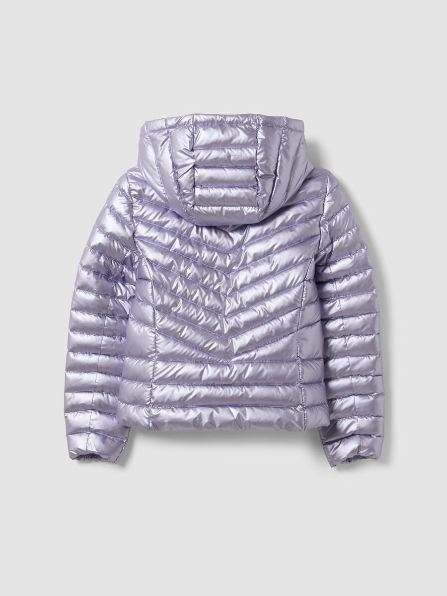 Purple Ultralight padded jacket with hood and zip for girls_5