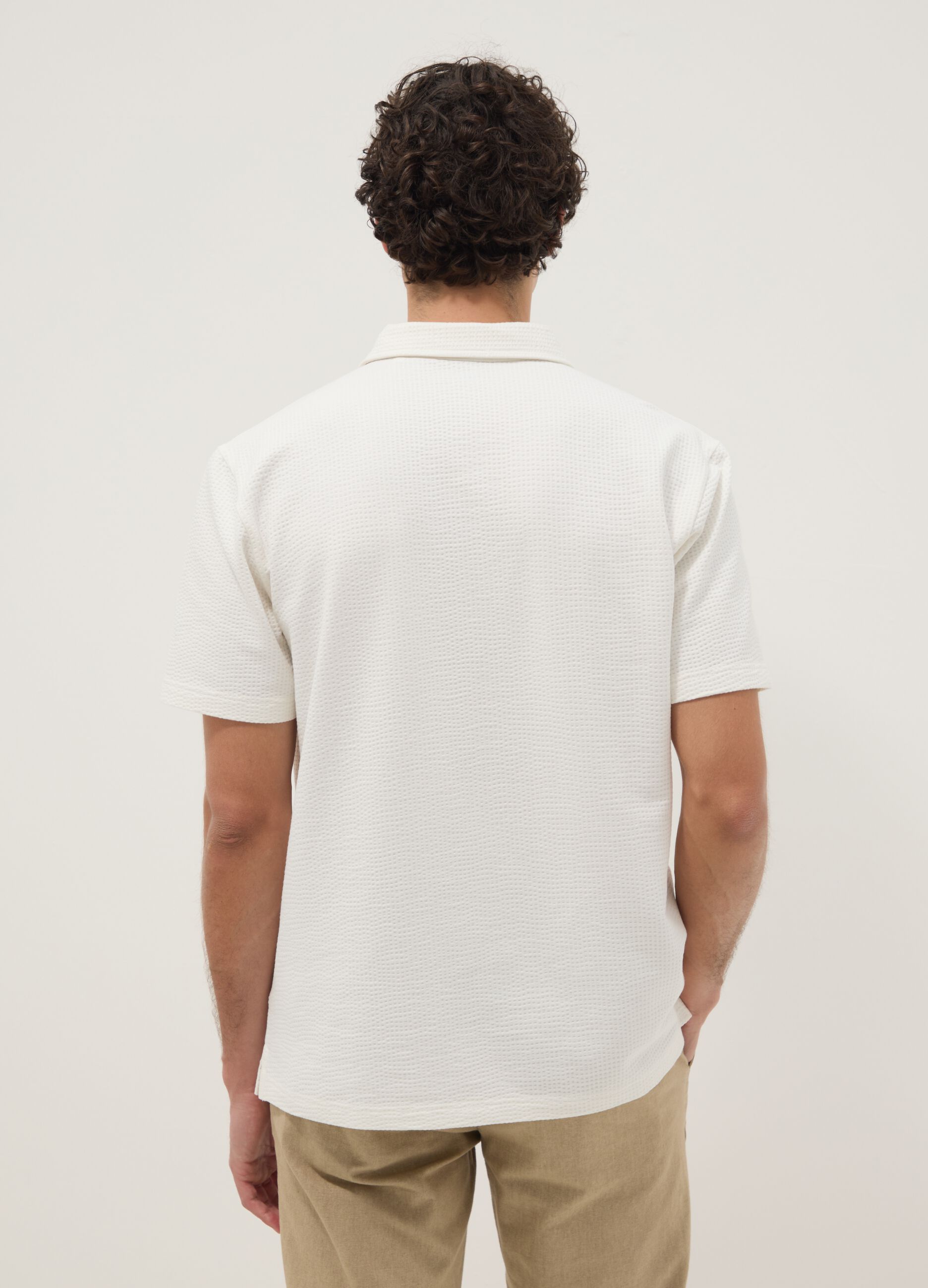 White short-sleeve stretch polo shirt