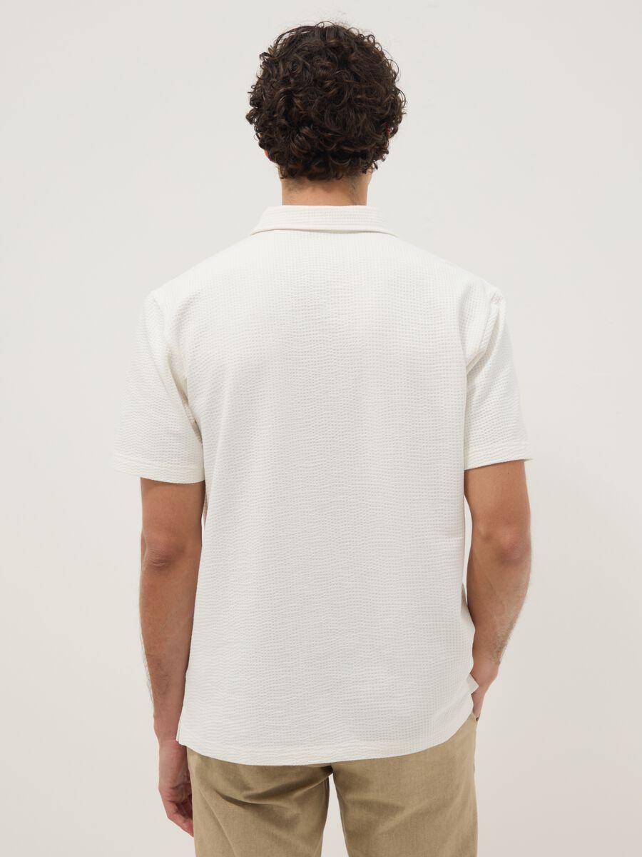 White short-sleeve stretch polo shirt_3