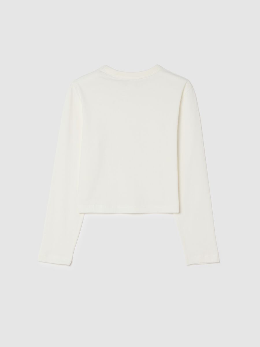T-shirt da ragazza in puro cotone bianca regular fit_1