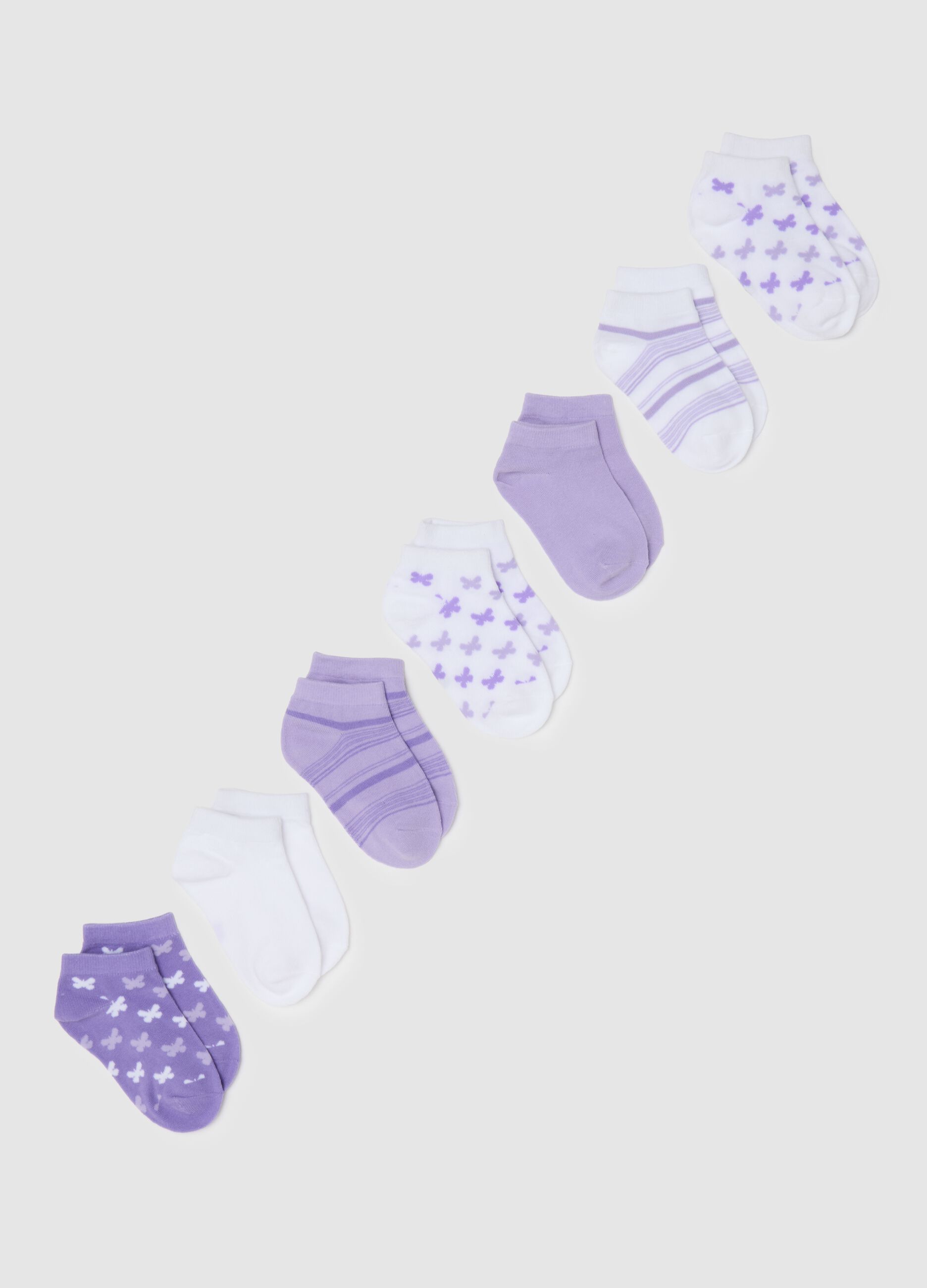 Calzini da bambina in misto cotone multicolor elasticizzati bianchi e viola