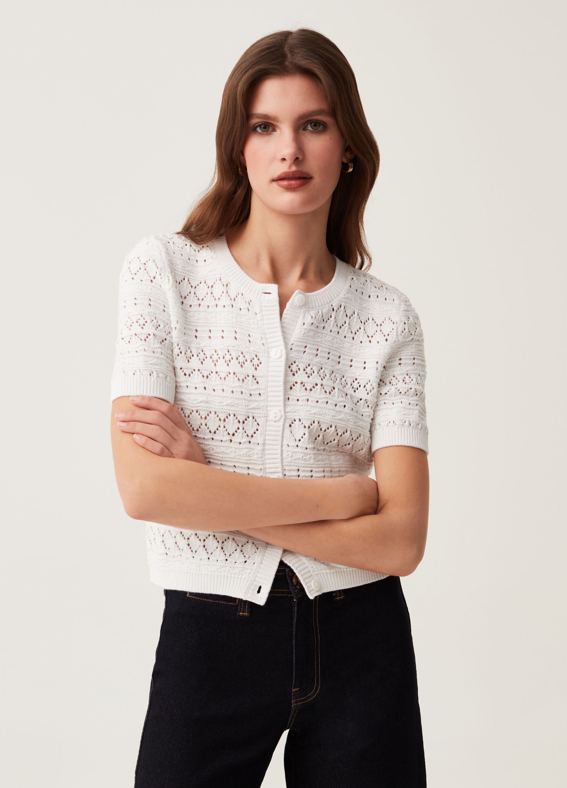 Ovs Cardigan crochet a maniche corte
