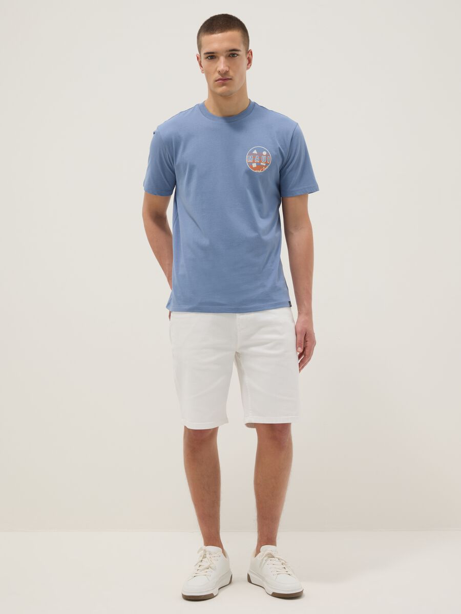 T-shirt azzurra in puro cotone relaxed fit con stampa_1