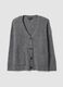 Cardigan grigio in tessuto elasticizzato con scollo profondo a V_0